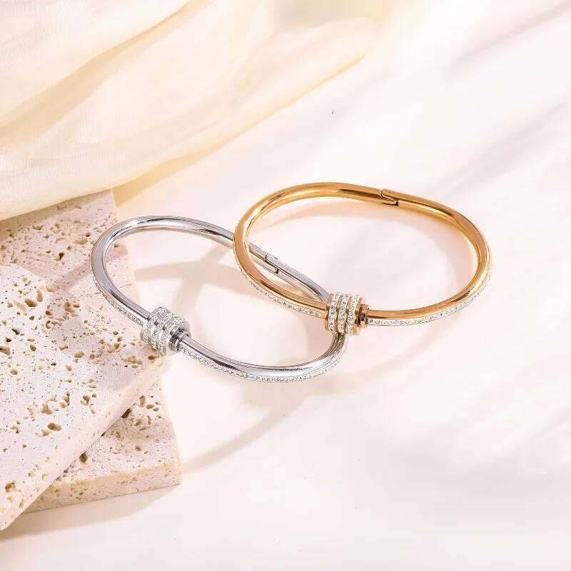 Original new titanium for women, light luxury, starry sky, spiral circle, simple stainless steel bracelet Z260123