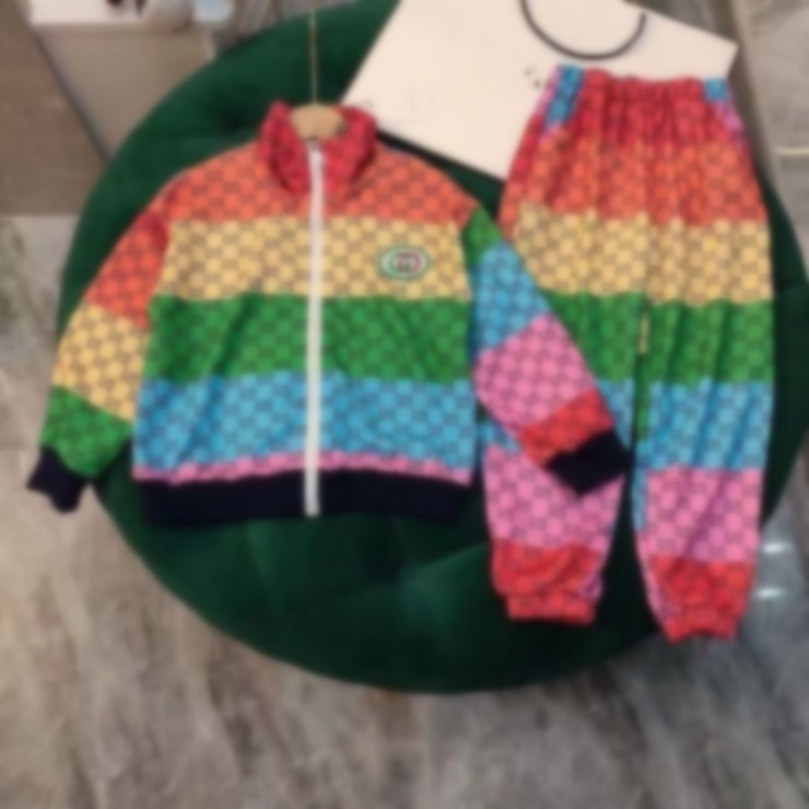 Children Clothing Sets Designer Boy Girl Clothes Boutique Toddler Baby Outfits Fashion Print Splicing Coats and Pants Kids Bebes Jogging Suits Tracksuits