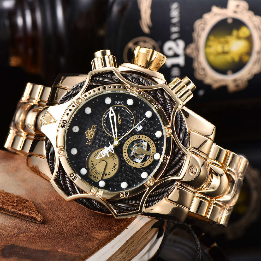 Independent Station Cross-Border Hot Sale Wish Foreign Trade INVIC Men's Watch Large Dial Steel Band Sports Wristwatch