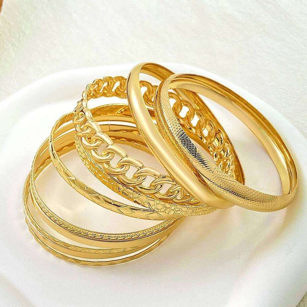 10pcs/set Metal Bangles Set For Women Heavy Punk New Styles Hiphop Textured Fashion Stackable Bracelets Party Jewelry Z260123