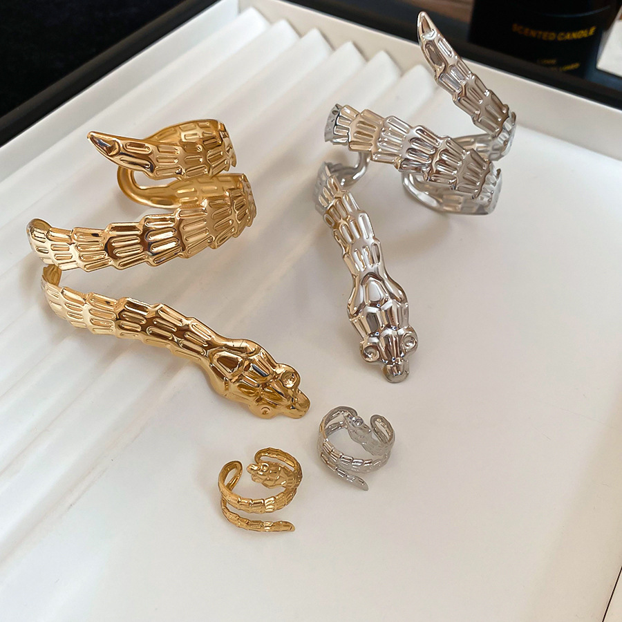 Irregular Metal Snake-Shaped Open Set European and American Ins Exaggerated Elegant Bracelet Light Luxury High-End Feel Jewelry - view 5