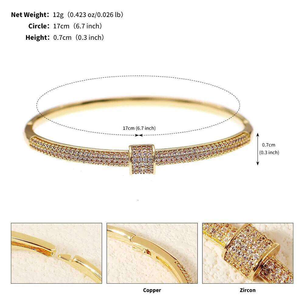 Golden Waist-Shaped Rolled-Ring Copper Zirconium Bracelet Trendy Handmade Exquisite Bangles Daily Jewelry Accessories As Gifts Z260123