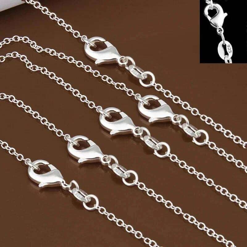 wholesale 5pcs/lot 925 Silver necklace,Fashion Men/Women DIY Jewelry Rolo Chain 1mm Necklace 16 18 20 22 24" Z260123