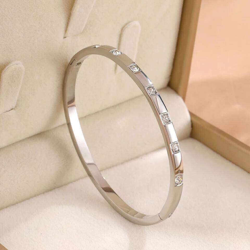 ZAKOL 1Pcs Minimalist Stainless Steel Bracelet With Square Zircon Set Versatile Stacking Jewelry for Women Creative Gift Z260123