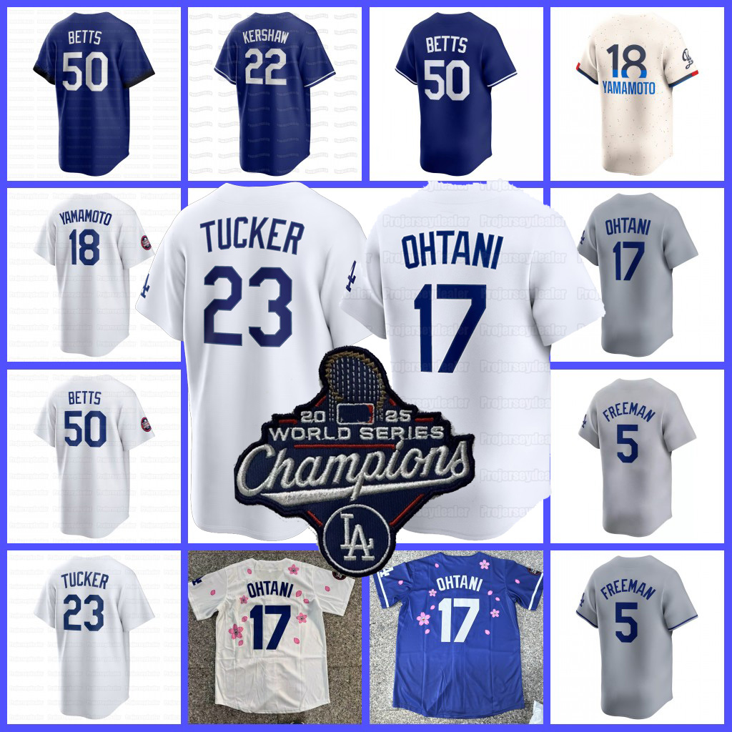 23 Kyle Tucker Dodgers Shohei Ohtani 2025 World Series Champions Jerseys Edwin Diaz Yoshinobu Yamamoto Enrique Hernandez Freddie Freeman Mookie Betts Sasaki