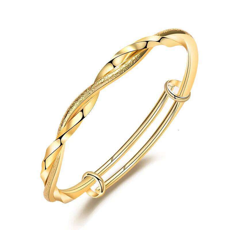 Genuine 18K Gold Color Fashion Mobius Push Pull Bracelet for Women Female Shiny Bangle Jewelry Gifts Not Fade Z260123
