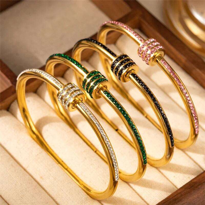 Multi-Color CZ Knot Bracelets, Fashionable Stackable Bangles Set, Luxury Women's Jewelry With Retro Design Z260123