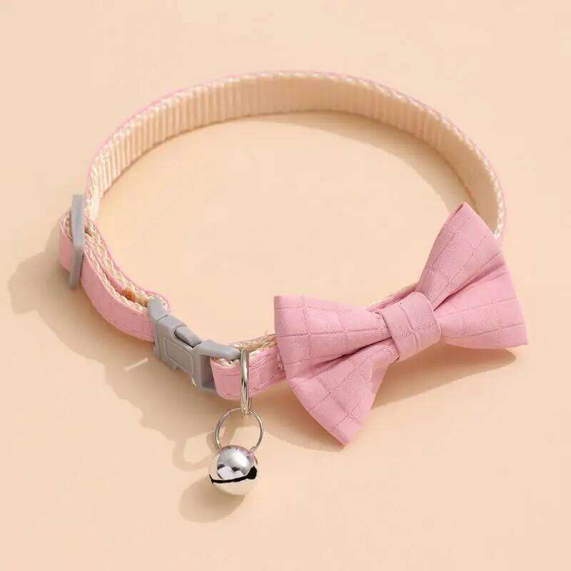 Solid Color Bowknot Puppy Chihuahua Adjustable Cats Accessories Safety Bell Tie Bow Buckle Pets with Collar New