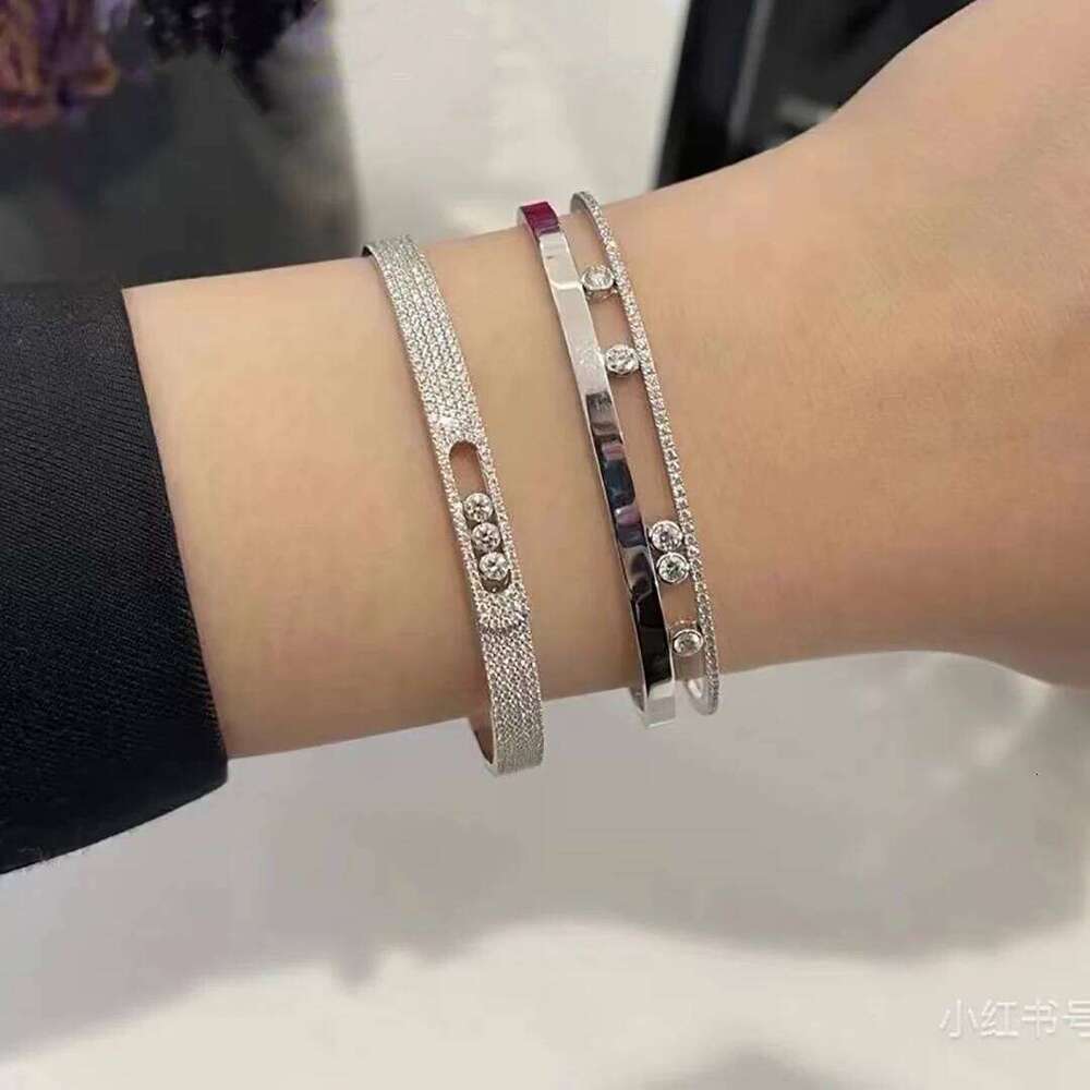 925 sterling silver 18K gold-plated classic women's diamond dynamic bracelet with moving diamonds Z260123