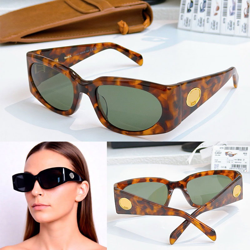 Womens Rectangular Sunglasses CL40347 Classic Sheet Small Frame Glasses with Metal Logo Design with Box
