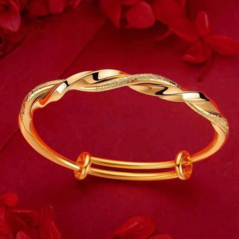 Genuine 18K Gold Color Fashion Mobius Push Pull Bracelet for Women Female Shiny Bangle Jewelry Gifts Not Fade Z260123