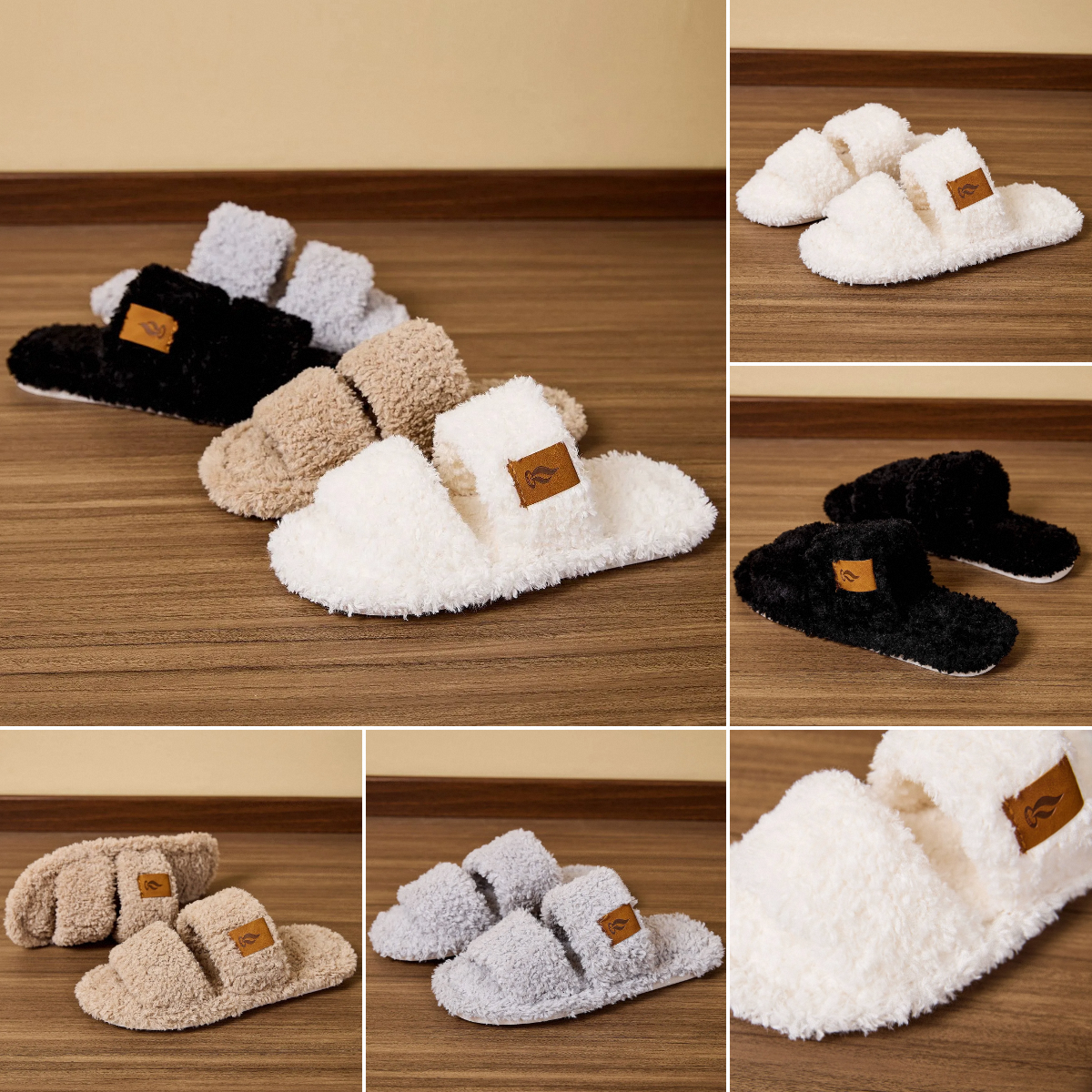 Women's Slippers Shevalues Winter Plush Lining For Women Non-slip Soft Sole Beadroom Slides Flats Furry Warm Cozy House Size 36-45