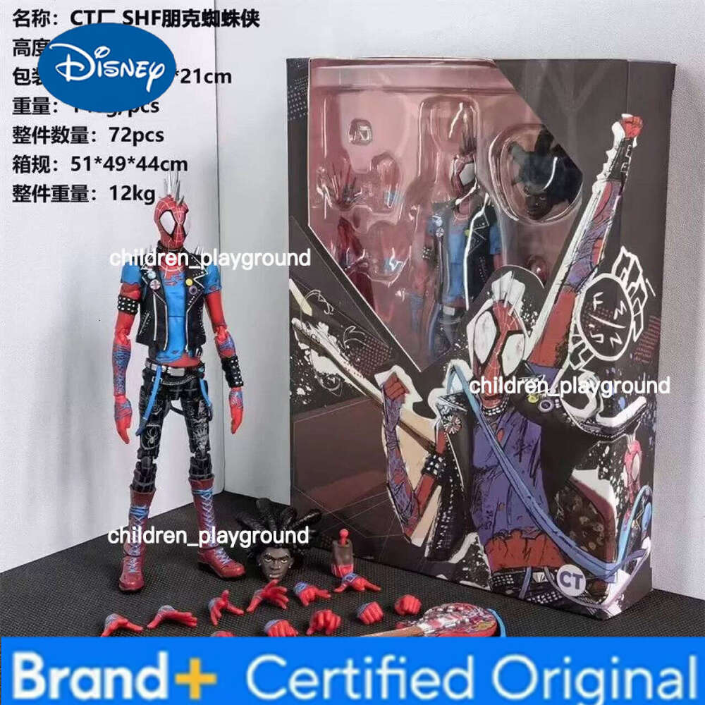 Disney 16cm CT MARVEL Across the SpiderVerse Spider Punk Hobby Anime Collection Action Figures Mobile Handheld Toy Model Ornament Gift H260123
