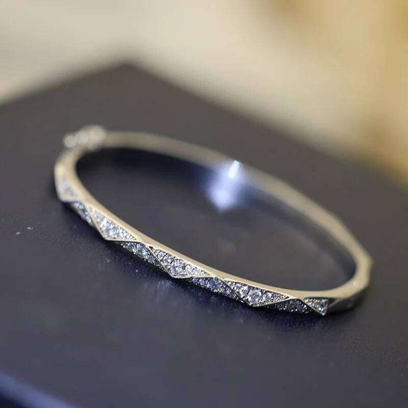 Luxury Brand Pure 925 Sterling Silver For Women Wave Bangle Rose Gold Diamond Design Wedding Jewelry Engagement Bracelet Z260123