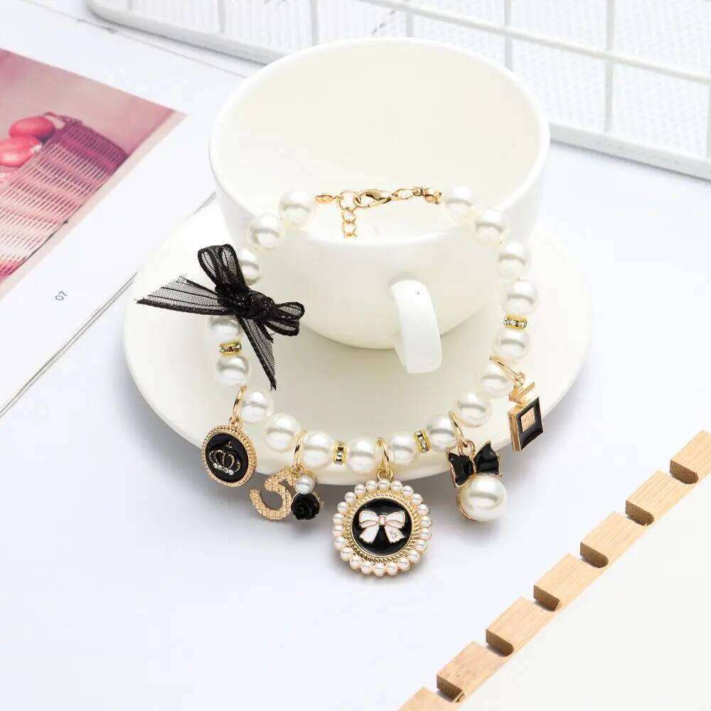 Jewelry Cute Dog Cat Princess Bow Necklace Pet Pearl Collar Adjustable