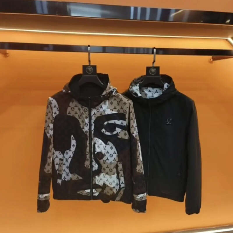 2025 Autumn Men's Fashion Hooded Trendy Brand Cool Printed European Style Jacket