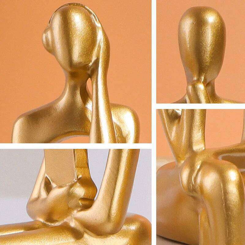 Three-piece Set of Art Figurines Desktop Decoration, Suitable for & Study Desk or Bookshelf Decoration