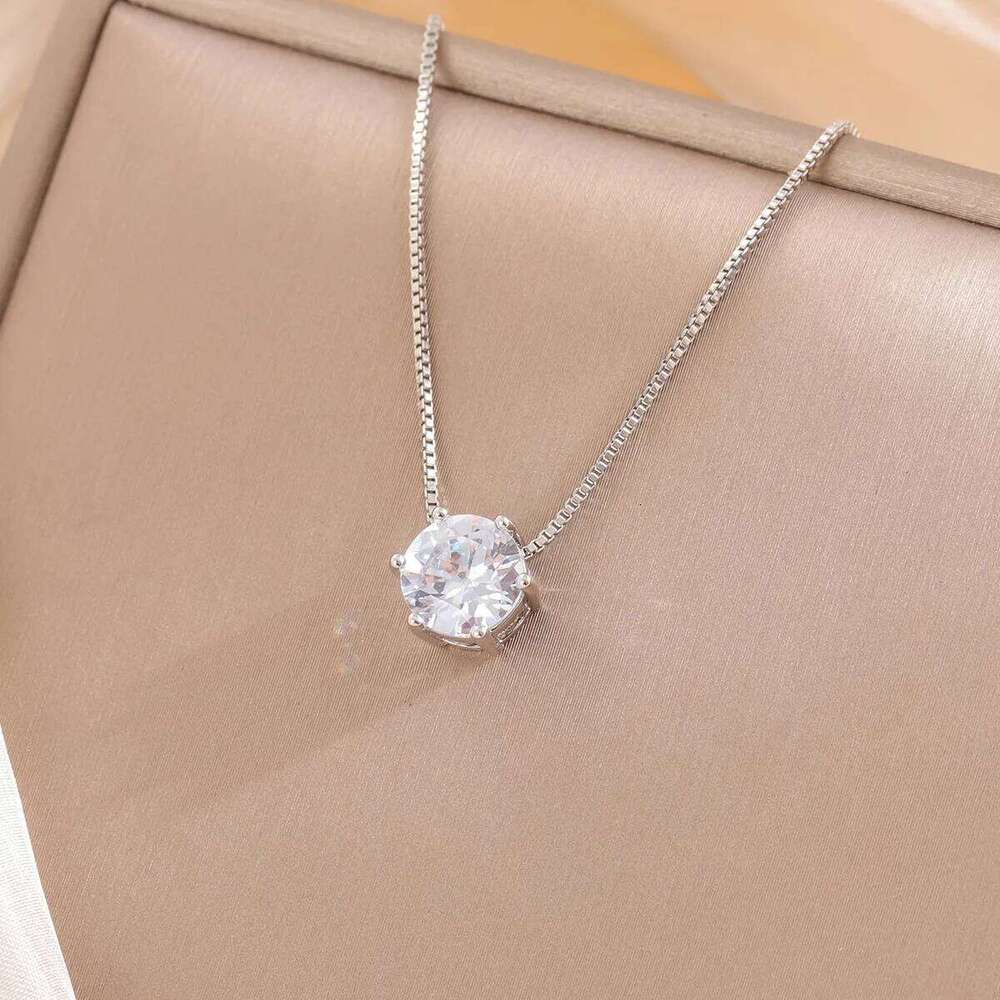 New Simple Single Crystal Clavicle Chain 925 Sterling Silver Pendant Necklaces XL025 Z260123