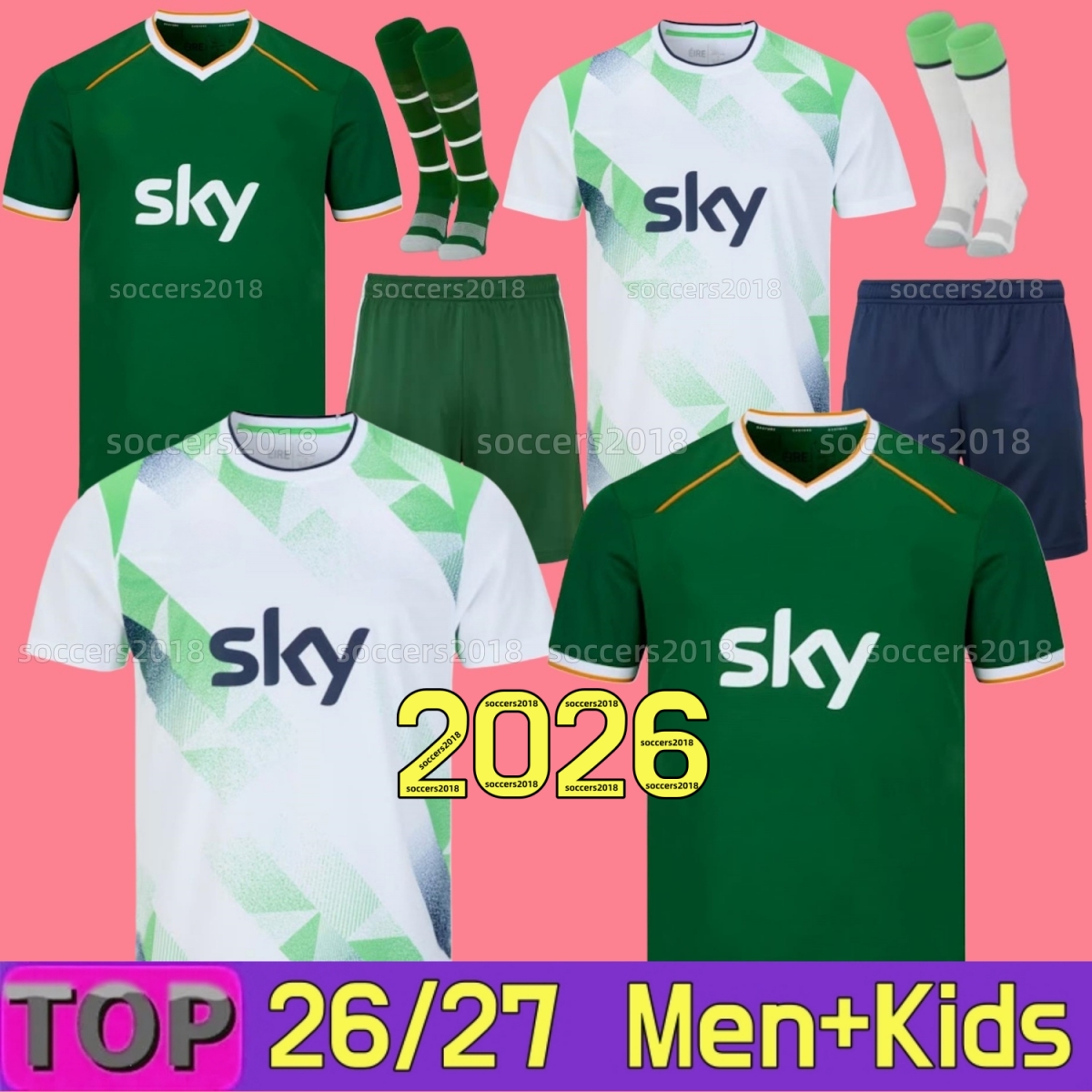 Ireland 2026 World Cup Home Soccer Jerseys PARROTT DOHERTY DUFFY St.Patrick's Day 25 26 27 Ireland Tee Egan BRADY KEANE Hendrick McClean Football Shirt Men Kids kit 16-28