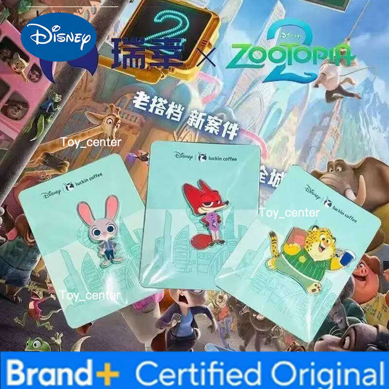 Disney Zootopia 2 Merchandise Luckin Coffee Collaboration Pin Rotatable Fridge Magnet Magnetic Collectible Gift Hot Selling H260123