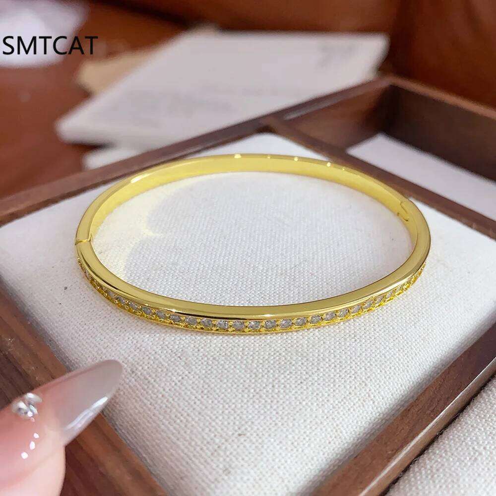 D Color 4mm 0.3CT Full Moissanite Tennis Bangle For Women S925 Sterling Silver Sparkling Diamond Bracelet Jewelry Z260123