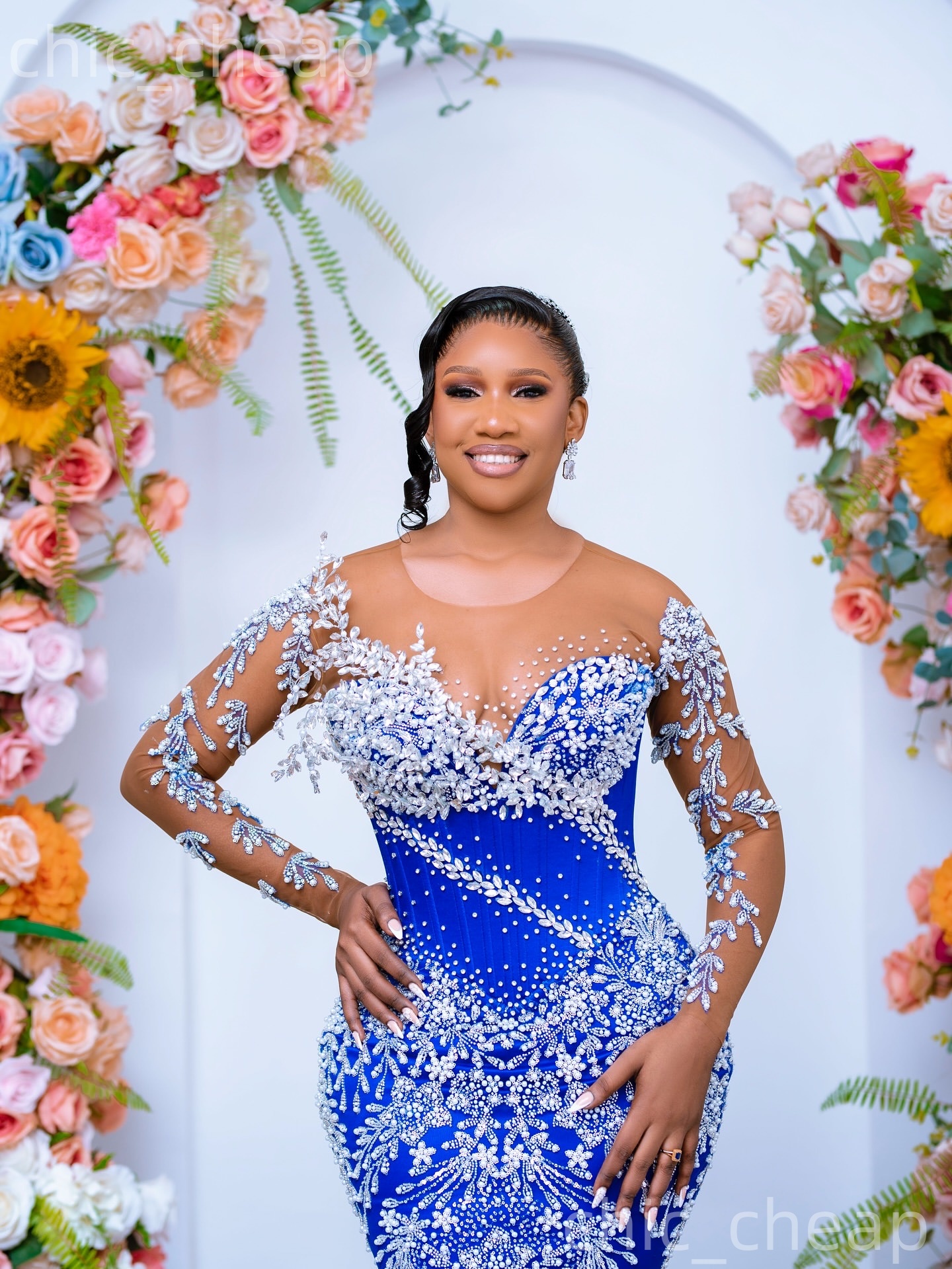 Aso Ebi Royal Blue Mermaid Prom Dresses 2026 Crystals Sheer Neck Sequined Evening Formal Party Second Birthday Reception Gowns Dress For Special Occas