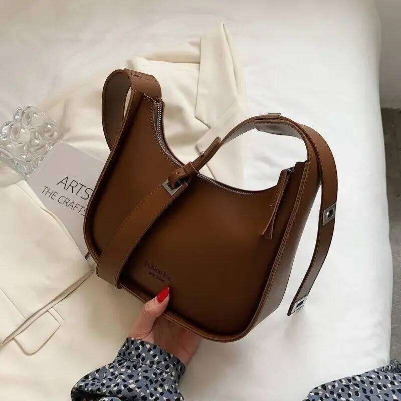 Retro Winter Shoulder For Women Soft Leather Half-moon Crossbody Trendy Brands Armpit Bag Casual Clutcj Handbag
