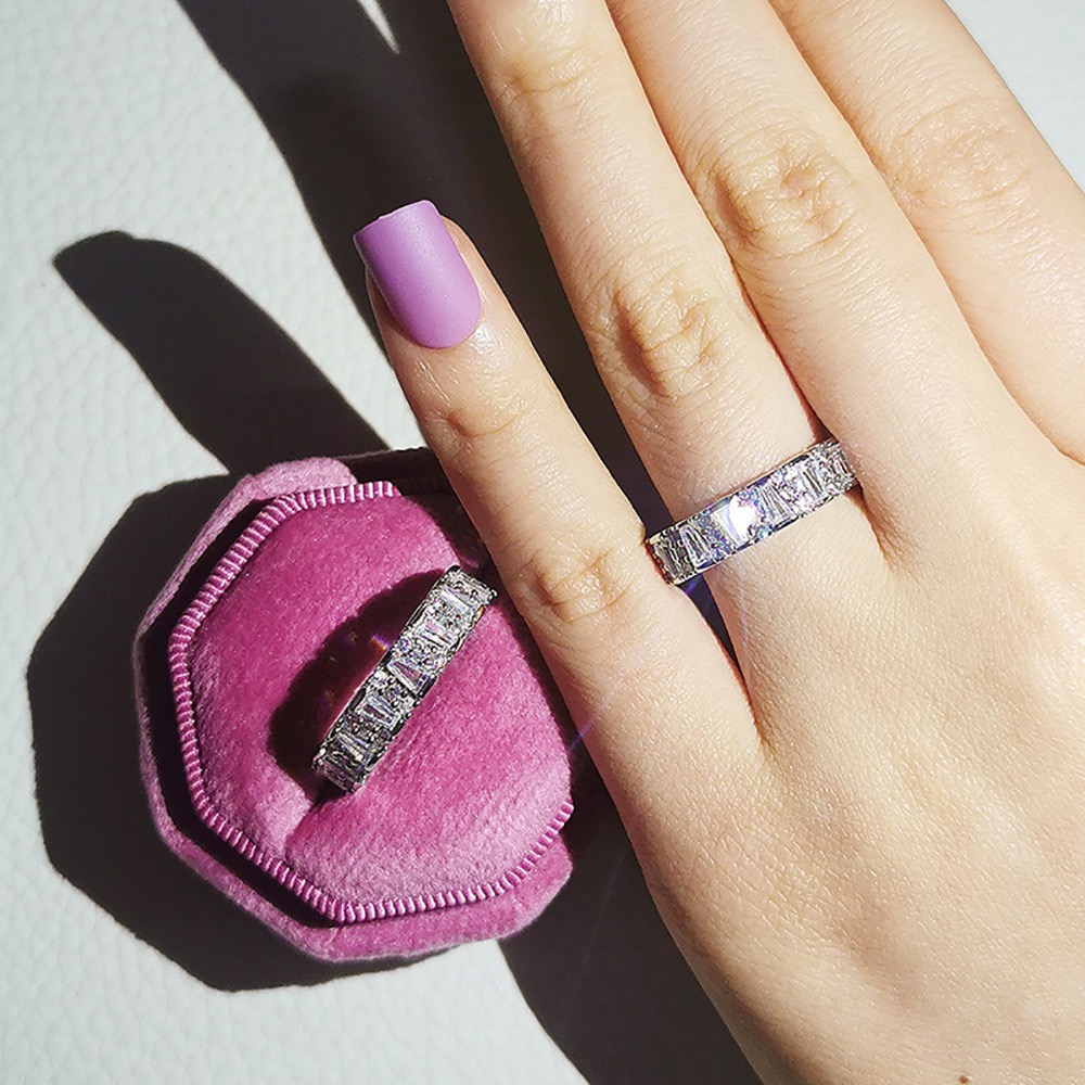 infinity ring S925 Sterling Silver Micro pave Moissanite Engagement Wedding Band Rings for women Party JewelryL251022