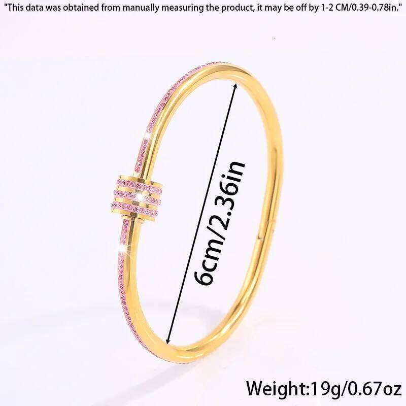 Classic Zircon Beads Stainless Steel Bracelets for Women Exquisite Rhinestone Geometric Gold Plated Bangles Wrist Jewelry Z260123