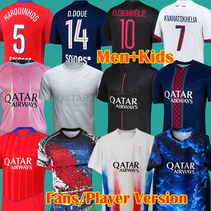 3XL 4XL Maillots 2025 5TH psges Soccer jerseys Fourth DEMBELE 2026 HAKIMI G RAMOS 25 26 4TH Maillots football KVARATSKHELIA men kids VITINHA kit uniforms enfants