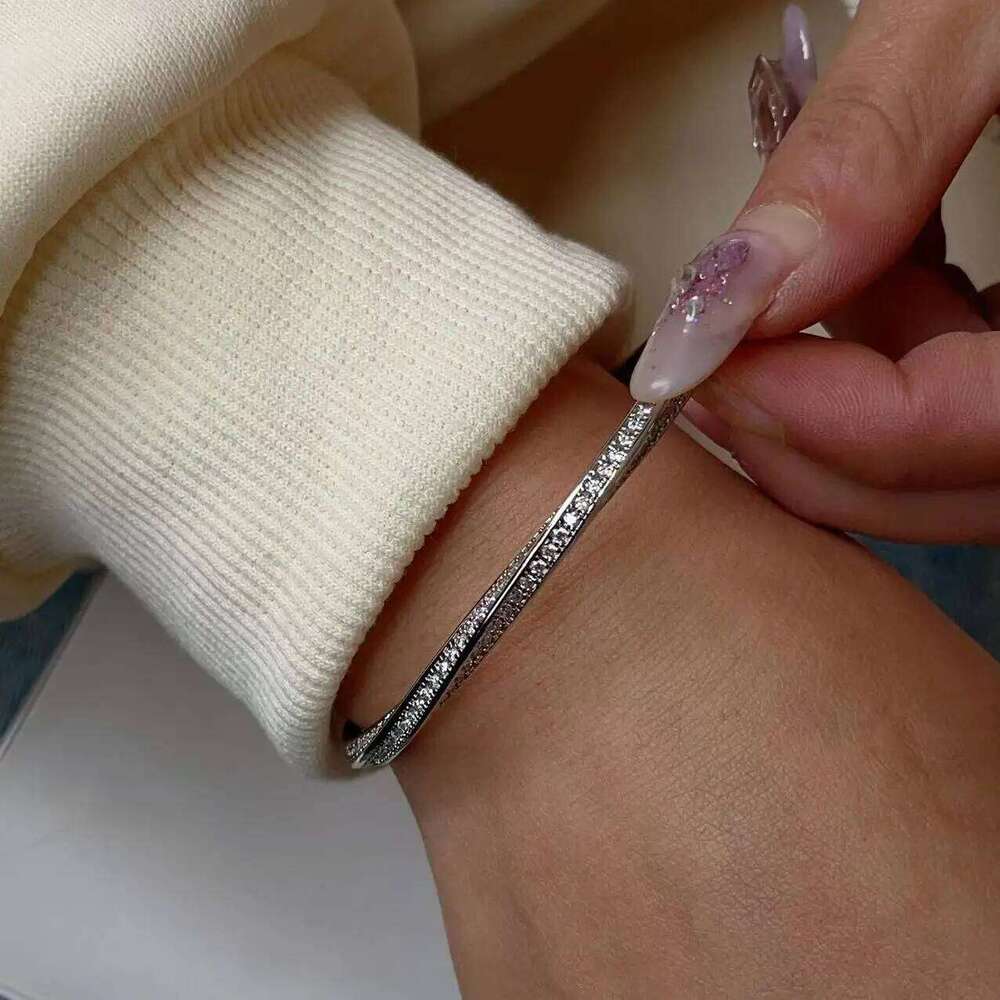 Yupsk Classic Stainless Steel Zircon Inlaid Open Bracelet Bangle for Women Twist Niche Design Luxury Jewelry Gift Z260123