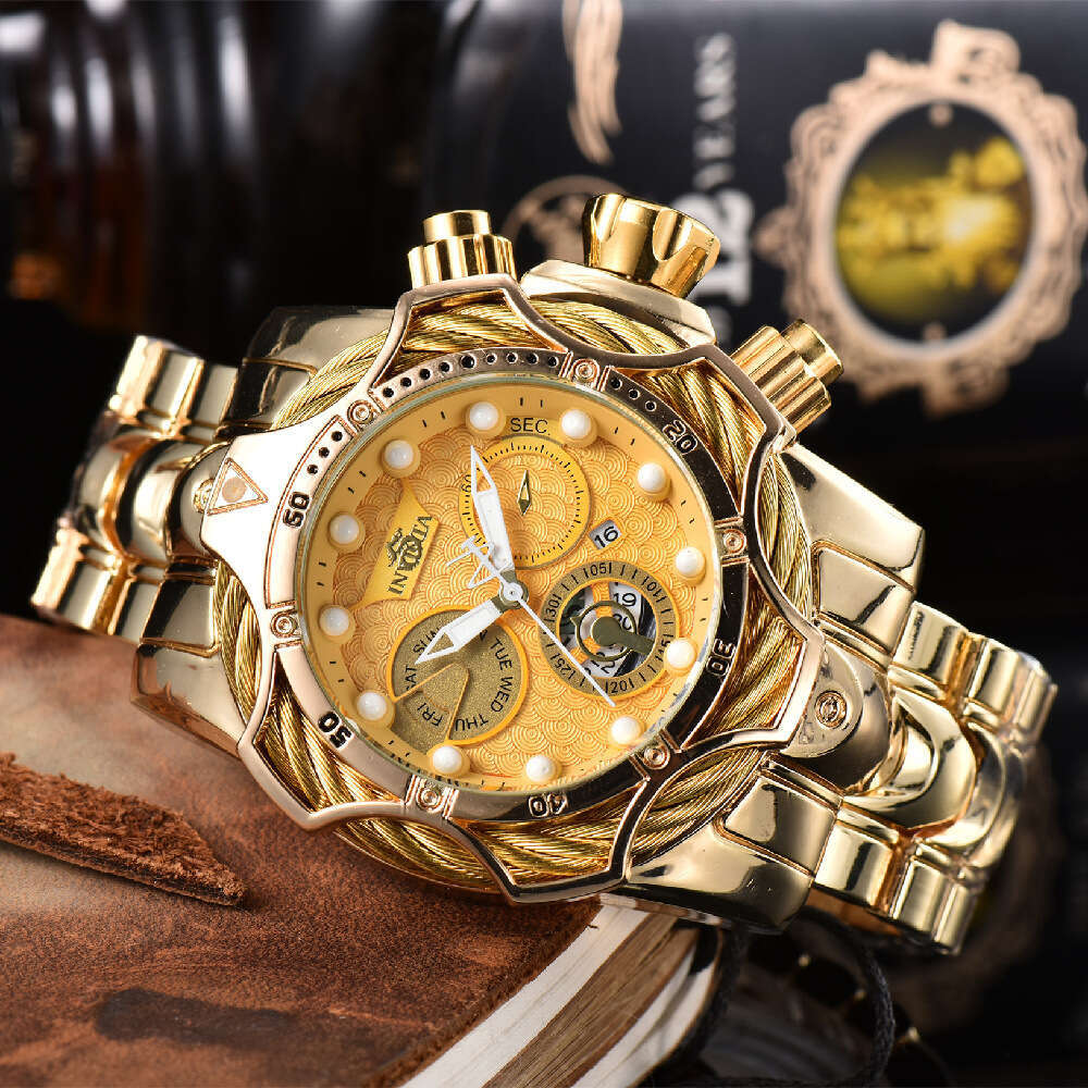 Independent Station Cross-Border Hot Sale Wish Foreign Trade INVIC Men's Watch Large Dial Steel Band Sports Wristwatch