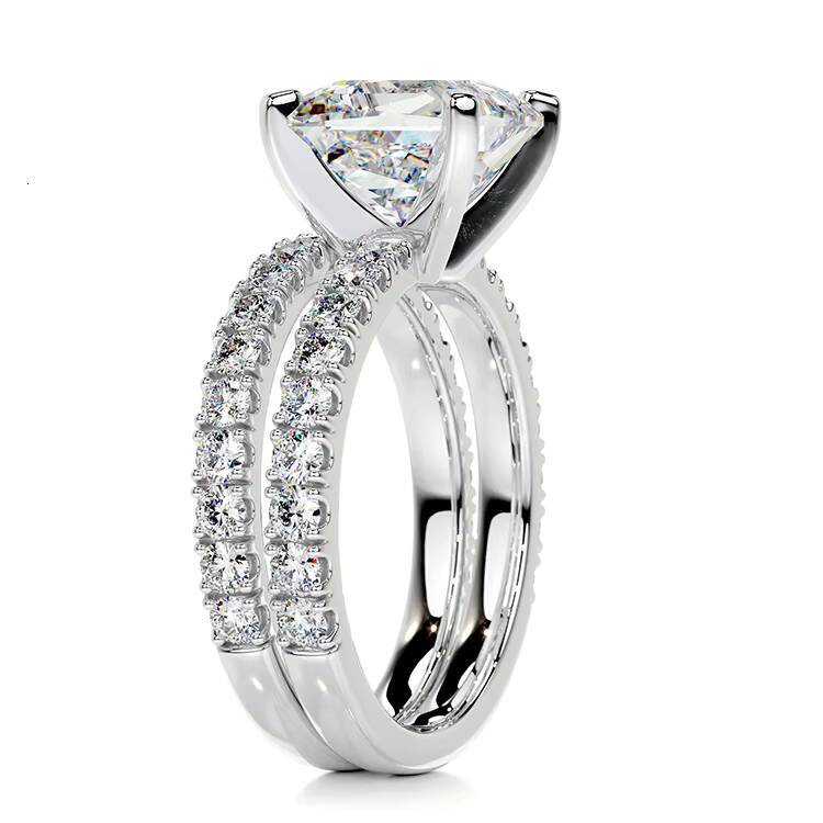 SGARIT Moissanite Jewelry 10K Gold GRA 2CT Princess Cut Moissanite Ring Set Engagement Moissanite Diamond Bridal Ring Set