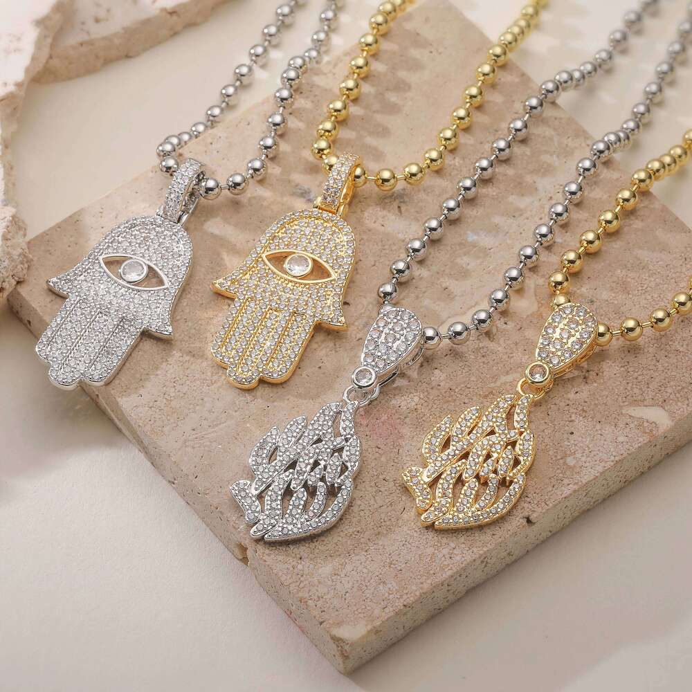 HECHENG,Turkey & Israel Bestseller Zircon Devil's Eye Palm Fire Pendant Beaded Necklace Gift for Girls Z260123