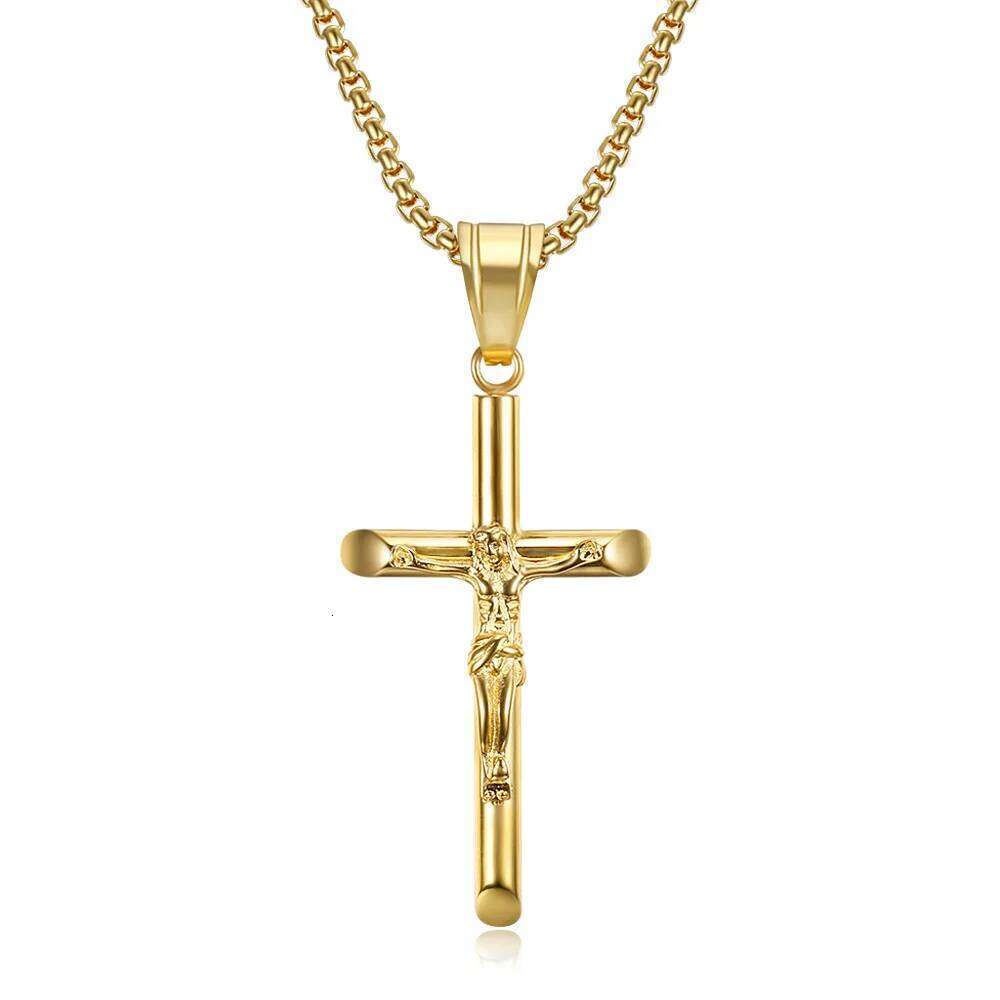 Stainless Steel Titanium God Jesus Cross Hip Hop Pendant Collar Chains Necklace for Men Women Boyfriends Gift Jewelry Z260123