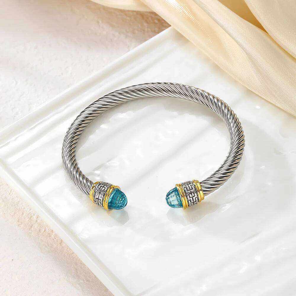 Stainless Twisted Colorfuled Titanium Steel Open Bracelet, Gift for Friends Z260123