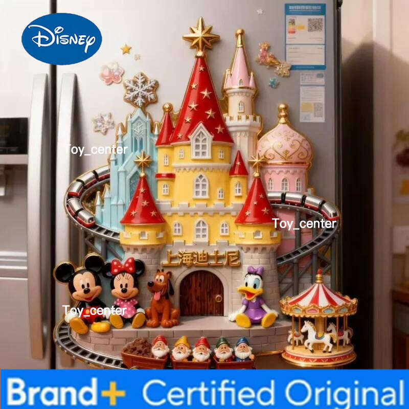 Disney Cute Cartoon Mickey Mouse Castle Toy Donald Duck Resin 3D Magnetic Refrigerator Sticker City Building Creative Gift H2601231