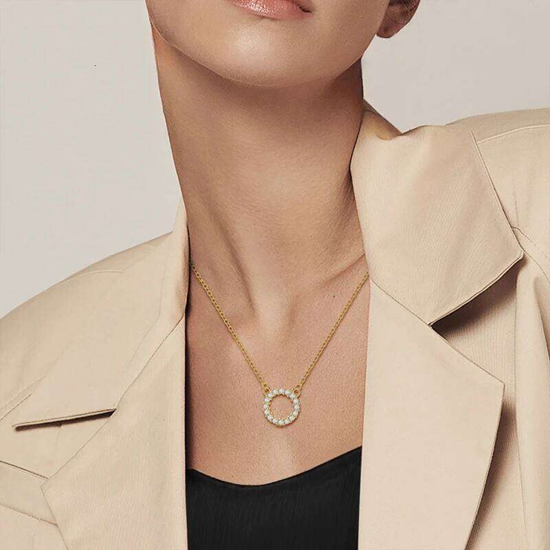 2025 New 925 Sterling Silver Necklace Golden Round Simple Necklaces for Women Anniversary Birthday Jewelry Gift Female Z260123