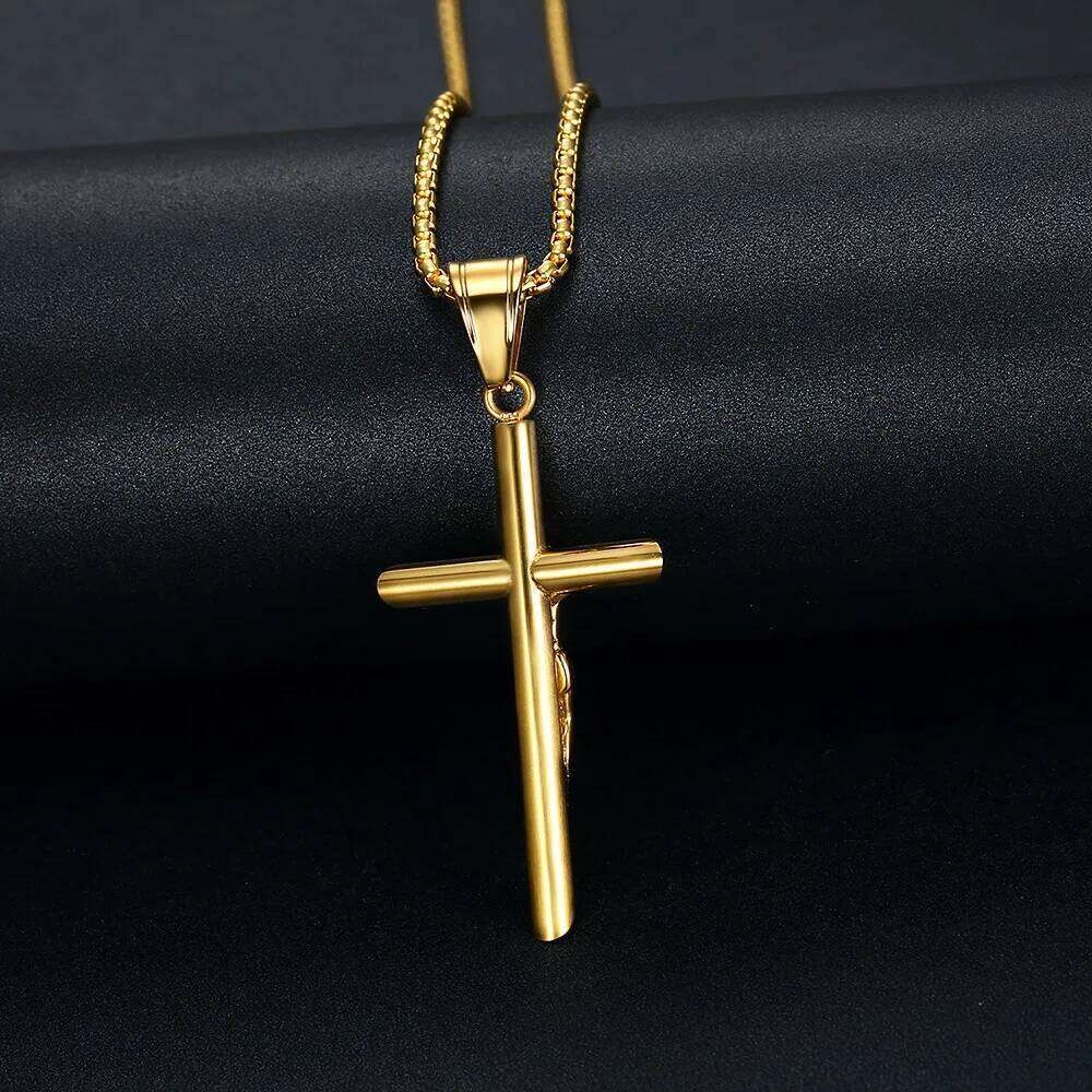Stainless Steel Titanium God Jesus Cross Hip Hop Pendant Collar Chains Necklace for Men Women Boyfriends Gift Jewelry Z260123