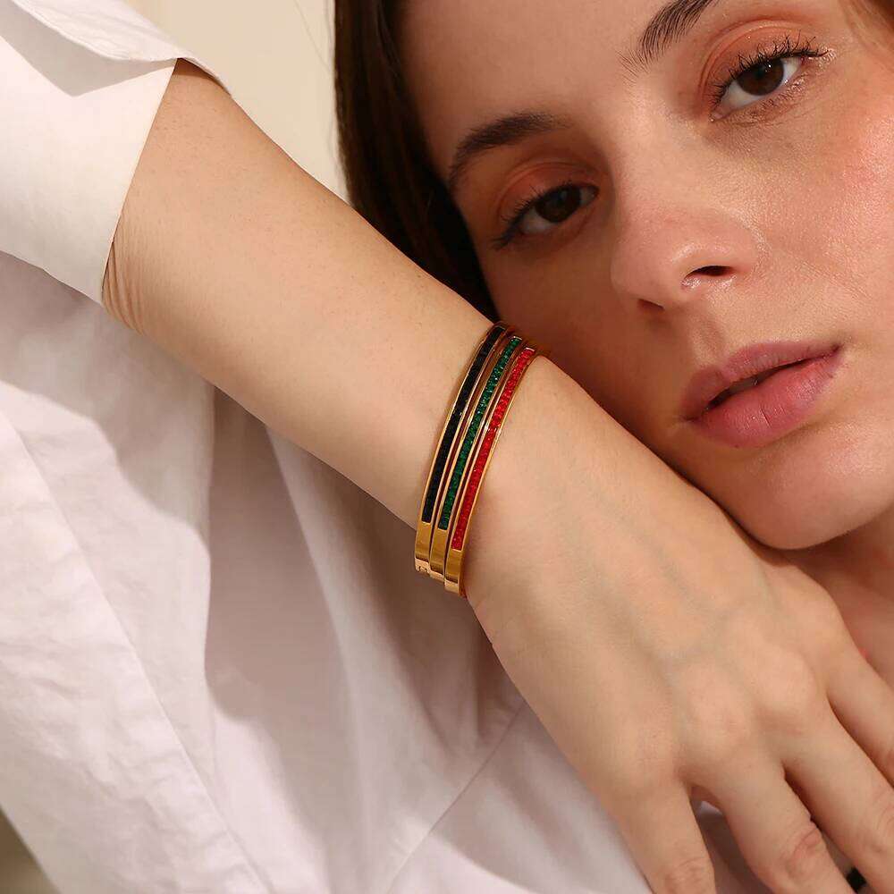 E.B.belle Minimalist Sticky Rhinestone Bangle Bracelet Stacked 316L Stainless Steel Decoration Jewelry For Women Girls Z260123