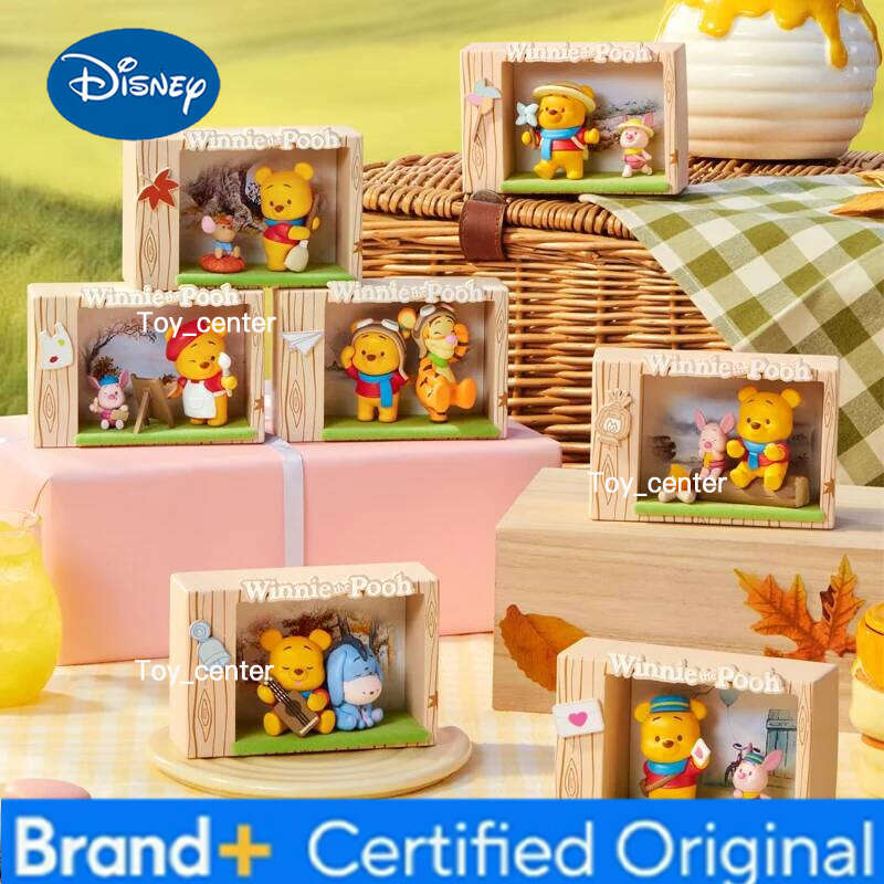 Disney Winnie The Autumn Outing Scene Series Figure Toy Cartoon Anime Pooh Bear Doll Decoration Ornament Kawaii Toys Gift H260123