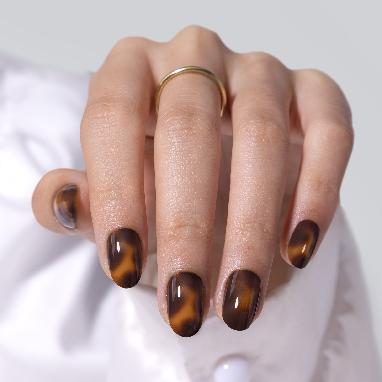 Tortoise Shell Brown Oval Nails Press on