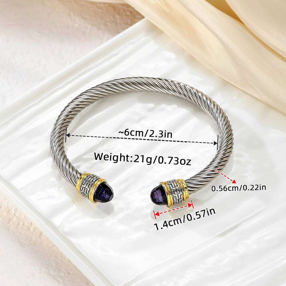Stainless Twisted Colorfuled Titanium Steel Open Bracelet, Gift for Friends Z260123