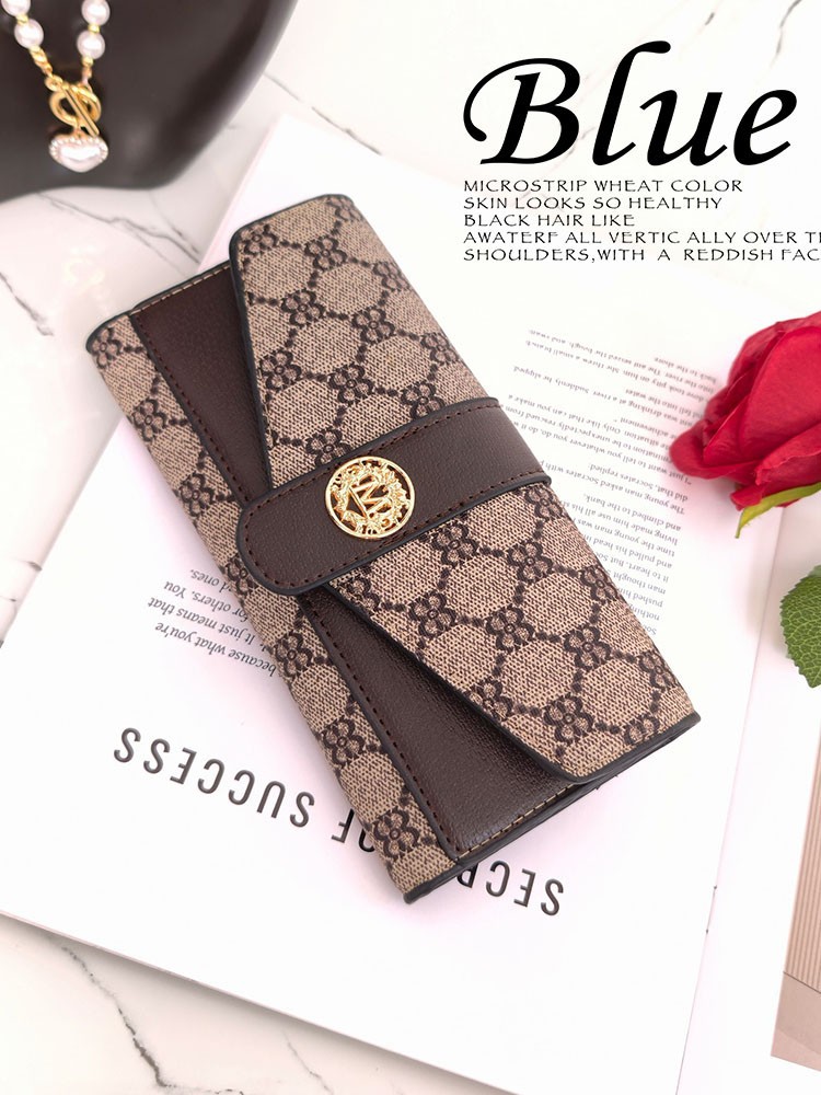 Three fold wallet with multiple cards, European and American fashion trends, high-quality large banknote wallet, card holder, luxury wallet, women
