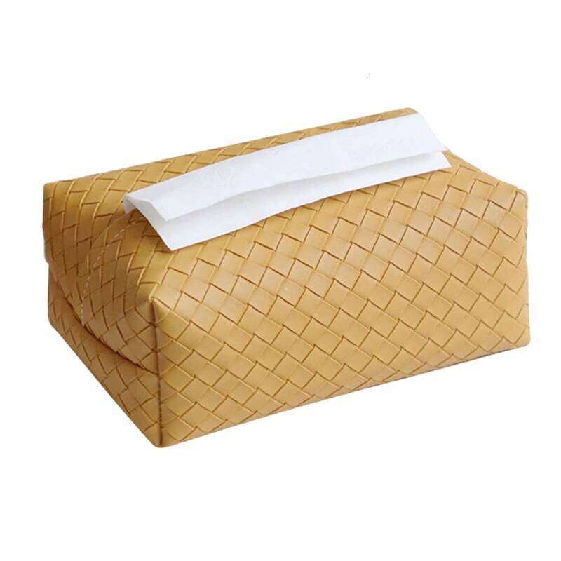 Woven pattern leather rectangular tissue box, suitable for home bedroom and living room table decoration, and also for placing tissues