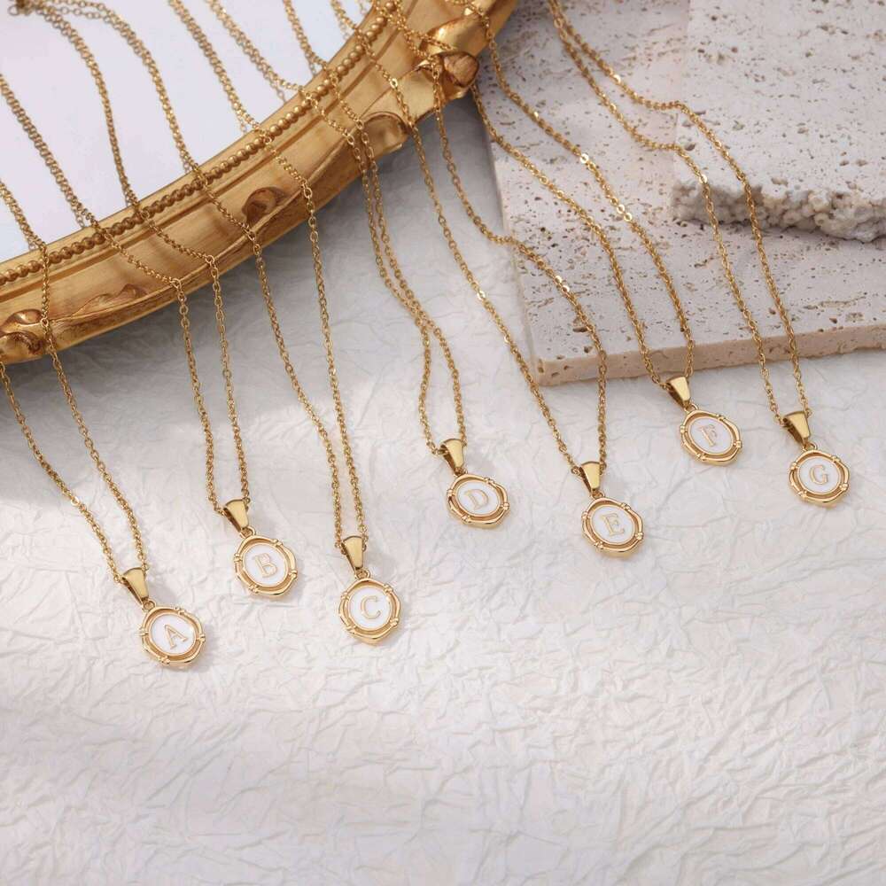 Initial Enamel White A-Z Letter Necklace for Women Stainless Steel Chain Gold Color Alphabet Pendant Choker Fashion Jewelry Gift Z260123