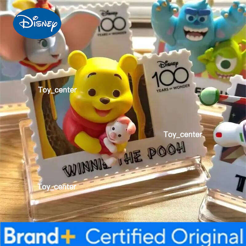 Disney New Genuine Retro Stamp Blind Box Cute Cartoon Figure Toy Mickey Mouse The Pooh Stitch Refrigerator Stickers Statue Gifts H260123