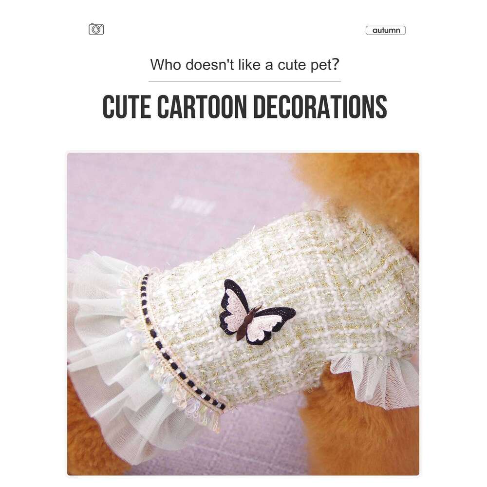 Pet Clothing - Butterfly Princess Dress For Dogs, Suitable For Poodle, Maltese, And Yorkshire Terrier In Spring And Autumn