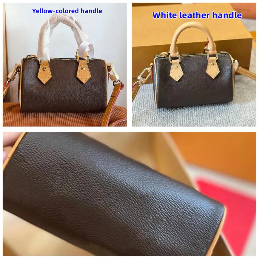 Designer bag Mini Nano Speddy bag 16cm Shoulder Bag Women Leather Denim Crossbody bag Luxury Brand Embossed Tote Purses Brown Flower classic Vintage