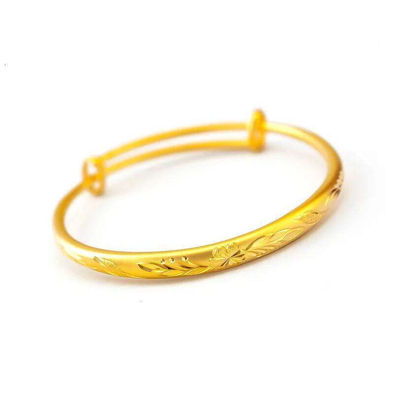 Simple Smooth 18K Gold Cuff Bracelets for Men and Women Flower Jewelry Party Gothic Girl Charm Bracelet Z260123